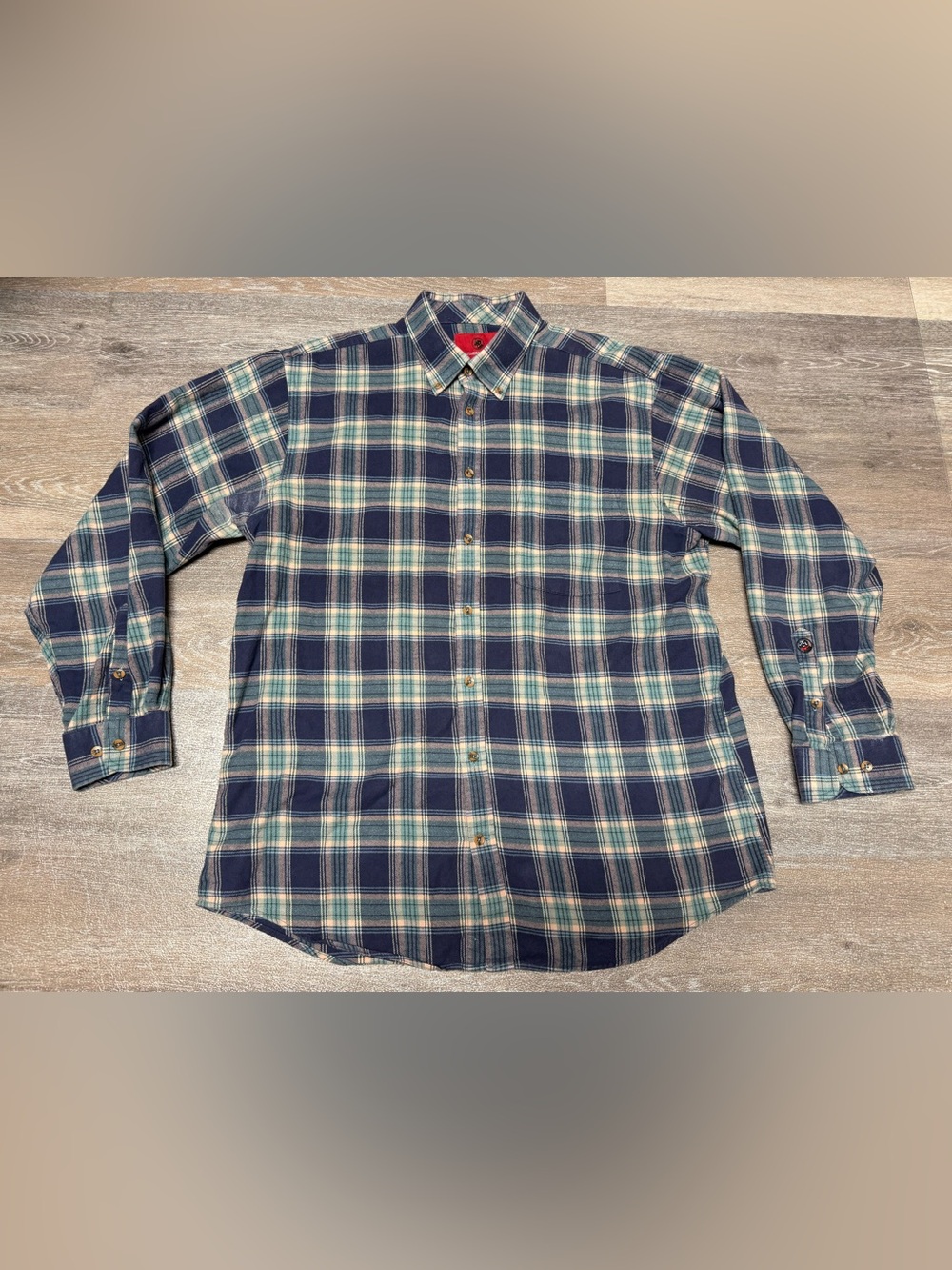 Southern Proper Men’s Large Plaid Flannel Shirt Traditional Fit Blue Green